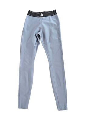 ALO Yoga Airlift Gray Sky Blue Leggings with Black Waistband Size S